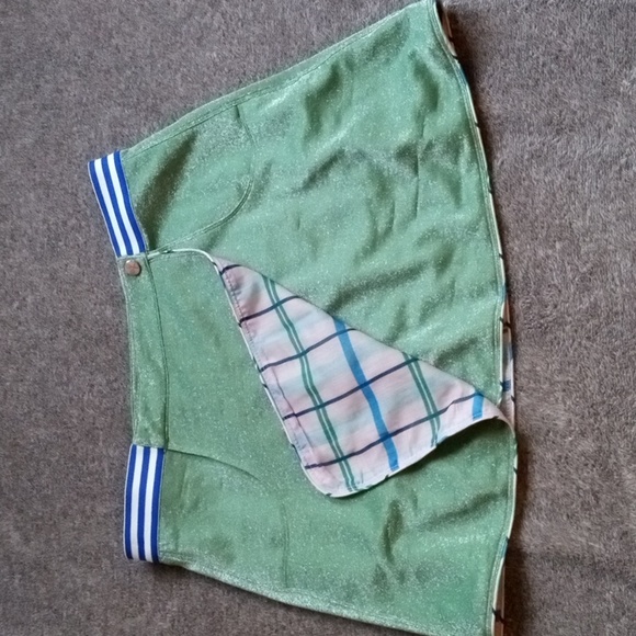 Buru pink plaid and green Lurex reversible tennis skirt - Picture 1 of 11